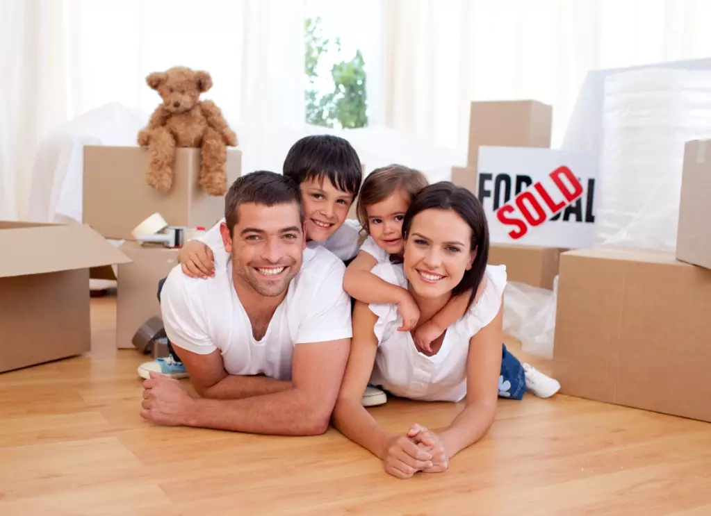 Happy family after buying new house